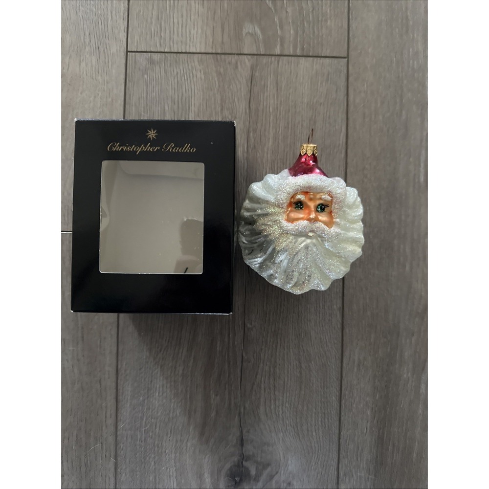 Radko Christmas Santa Head Winter Winds Retired Glass‎ Ornament 1995 With Box